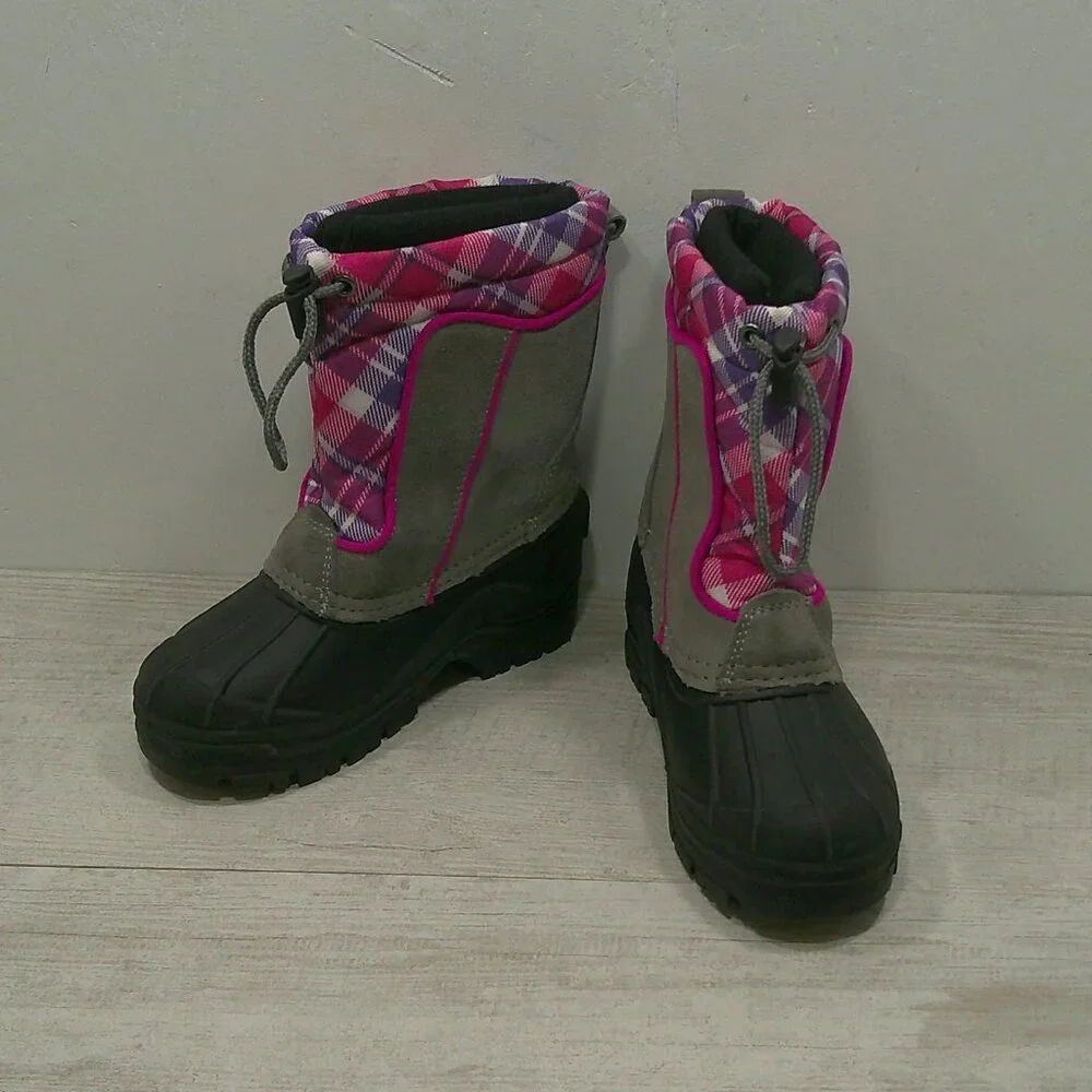 Sporto Purple Pink Plaid Frost G Snow Winter Duck Boots w/ Inserts Size 11